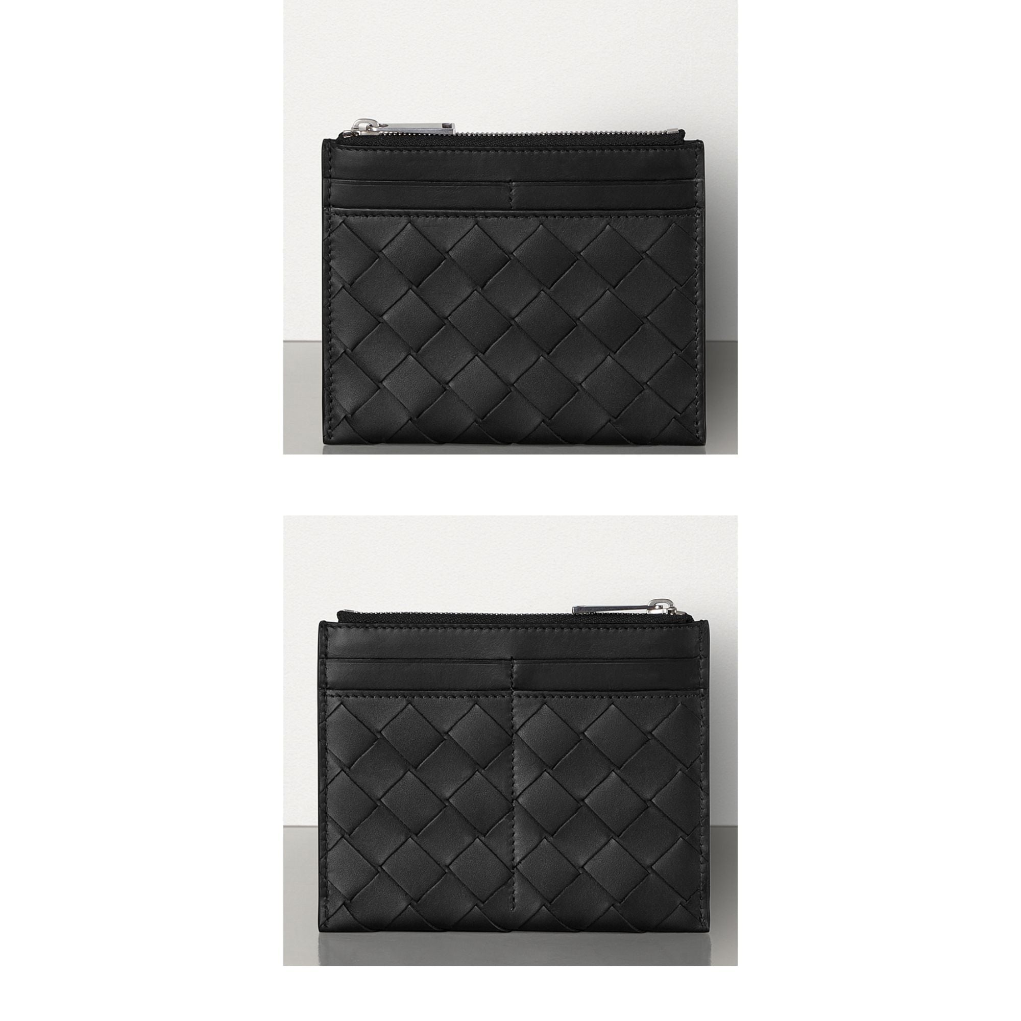 ZIPPED CARD CASE - BLACK-SILVER.