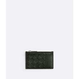 ZIPPED CARD CASE - DARK GREEN-SILVER