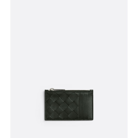 ZIPPED CARD CASE - DARK GREEN-SILVER