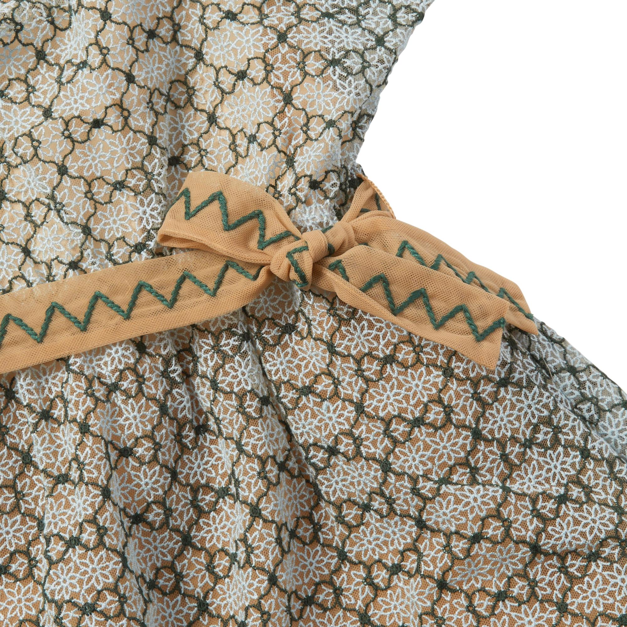 쇼트 슬리브 엠브로이더리 튤 드레스