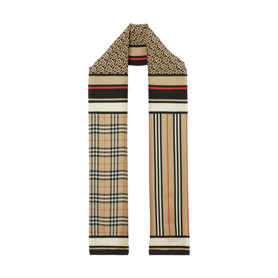 몽타주 프린트 실크 스카프