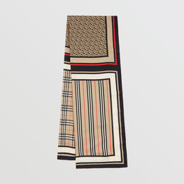 몽타주 프린트 실크 스카프