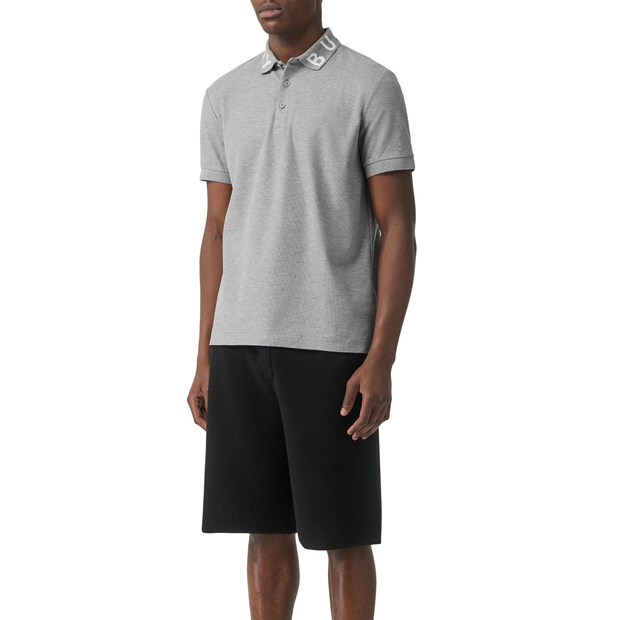 로고 인타르시아 코튼 피케 폴로셔츠