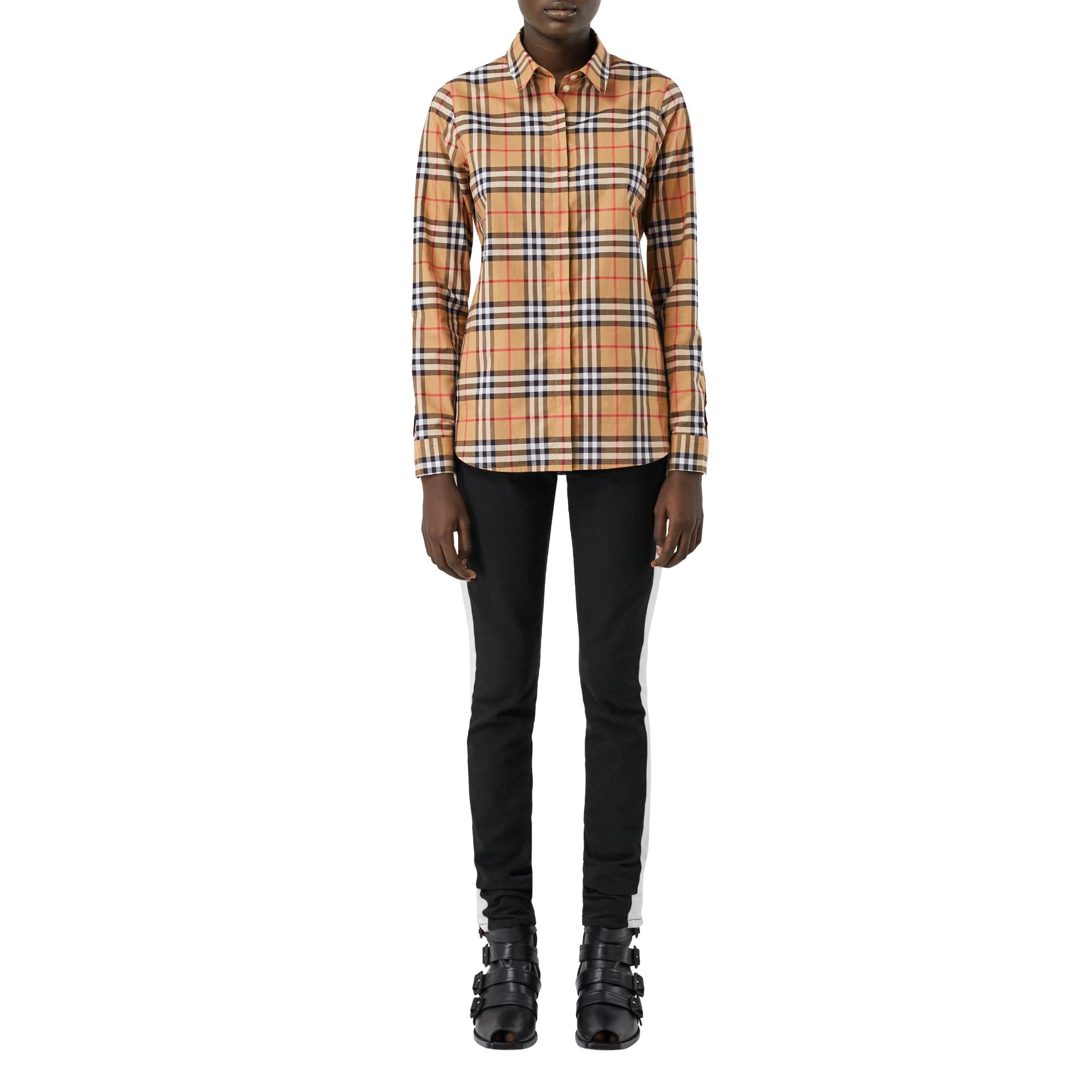 빈티지 체크 코튼 오버사이즈 셔츠