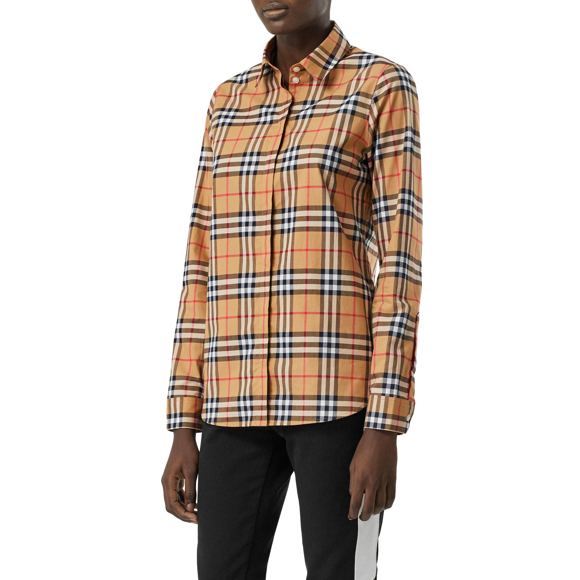 빈티지 체크 코튼 오버사이즈 셔츠