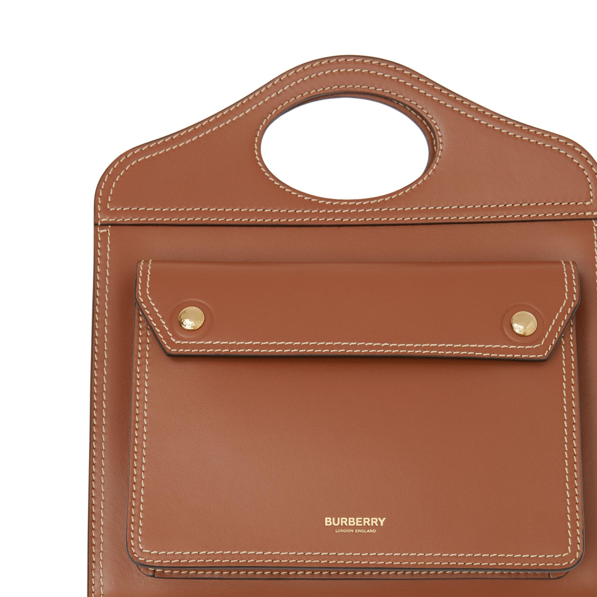 미니 톱스티치 레더 포켓 백