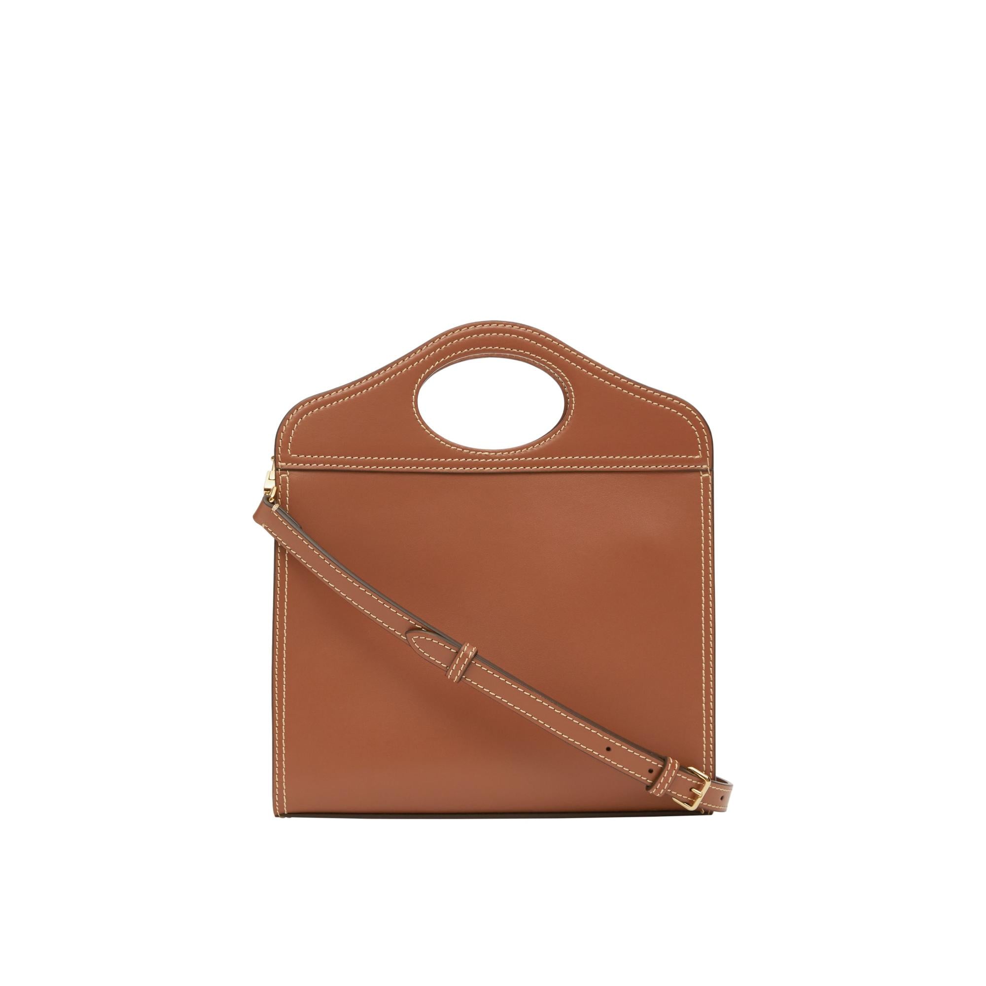 미니 톱스티치 레더 포켓 백