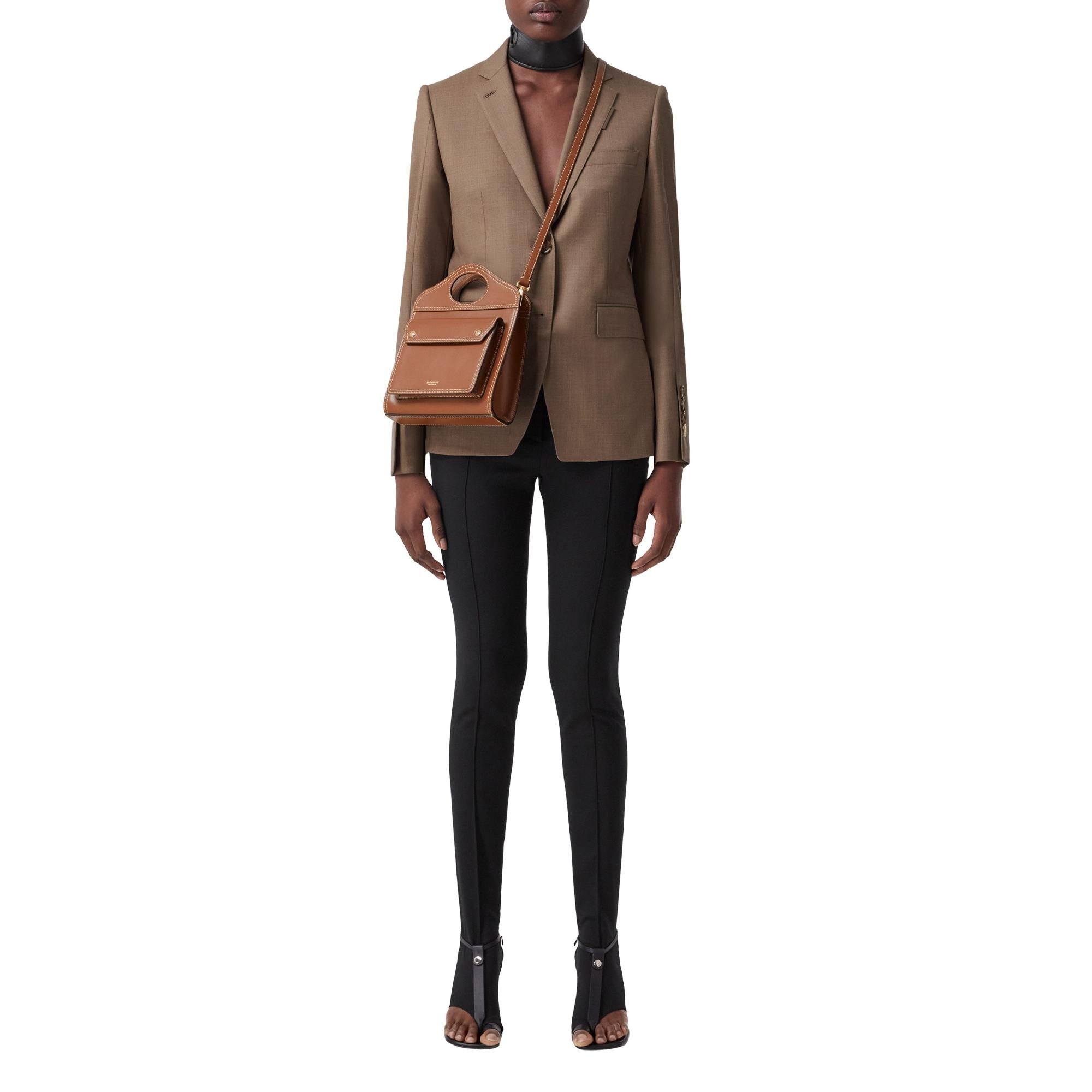 미니 톱스티치 레더 포켓 백