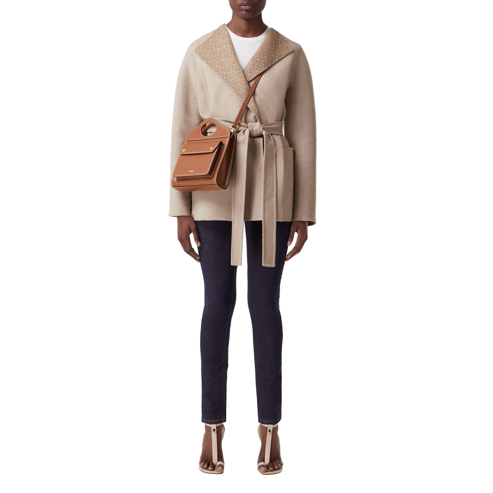 미니 톱스티치 레더 포켓 백