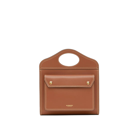 미니 톱스티치 레더 포켓 백