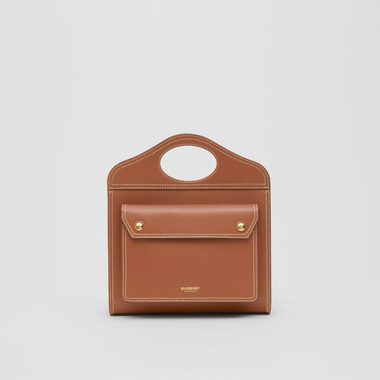 미니 톱스티치 레더 포켓 백