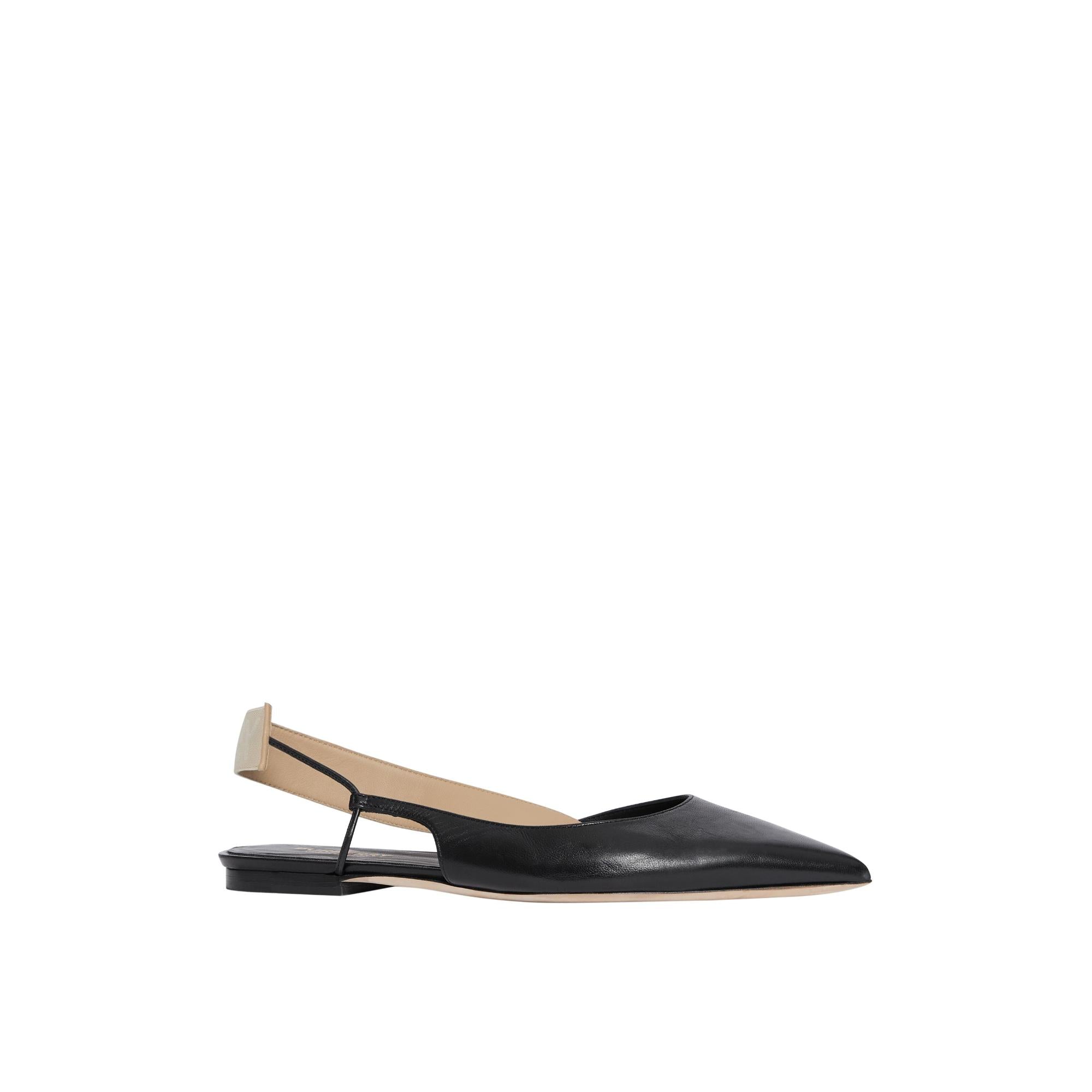 로고 디테일 가죽 슬링백 플랫