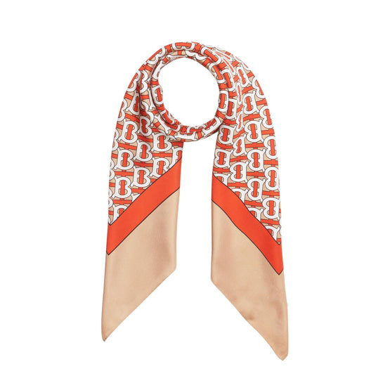 모노그램 프린트 실크 스퀘어 스카프