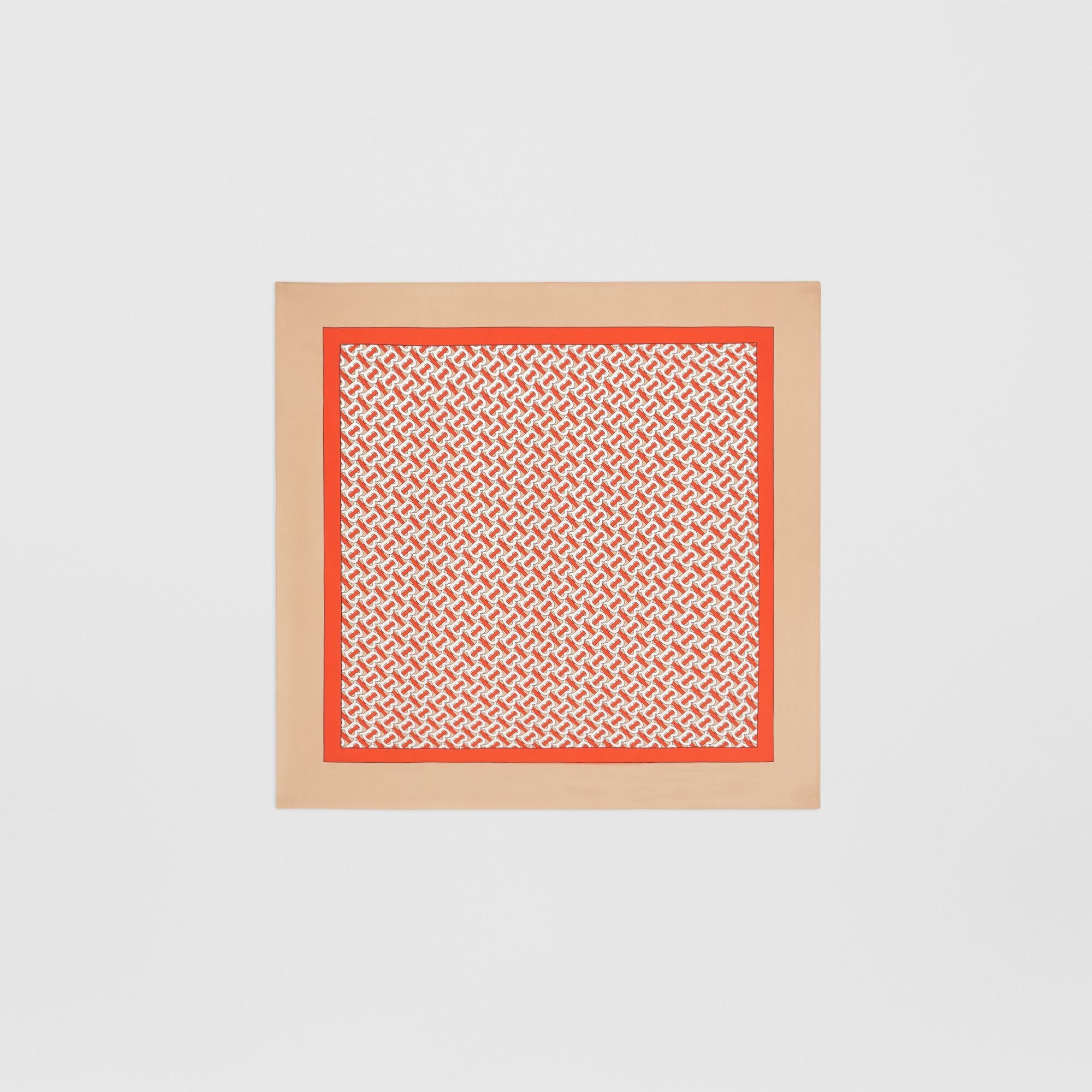 모노그램 프린트 실크 스퀘어 스카프