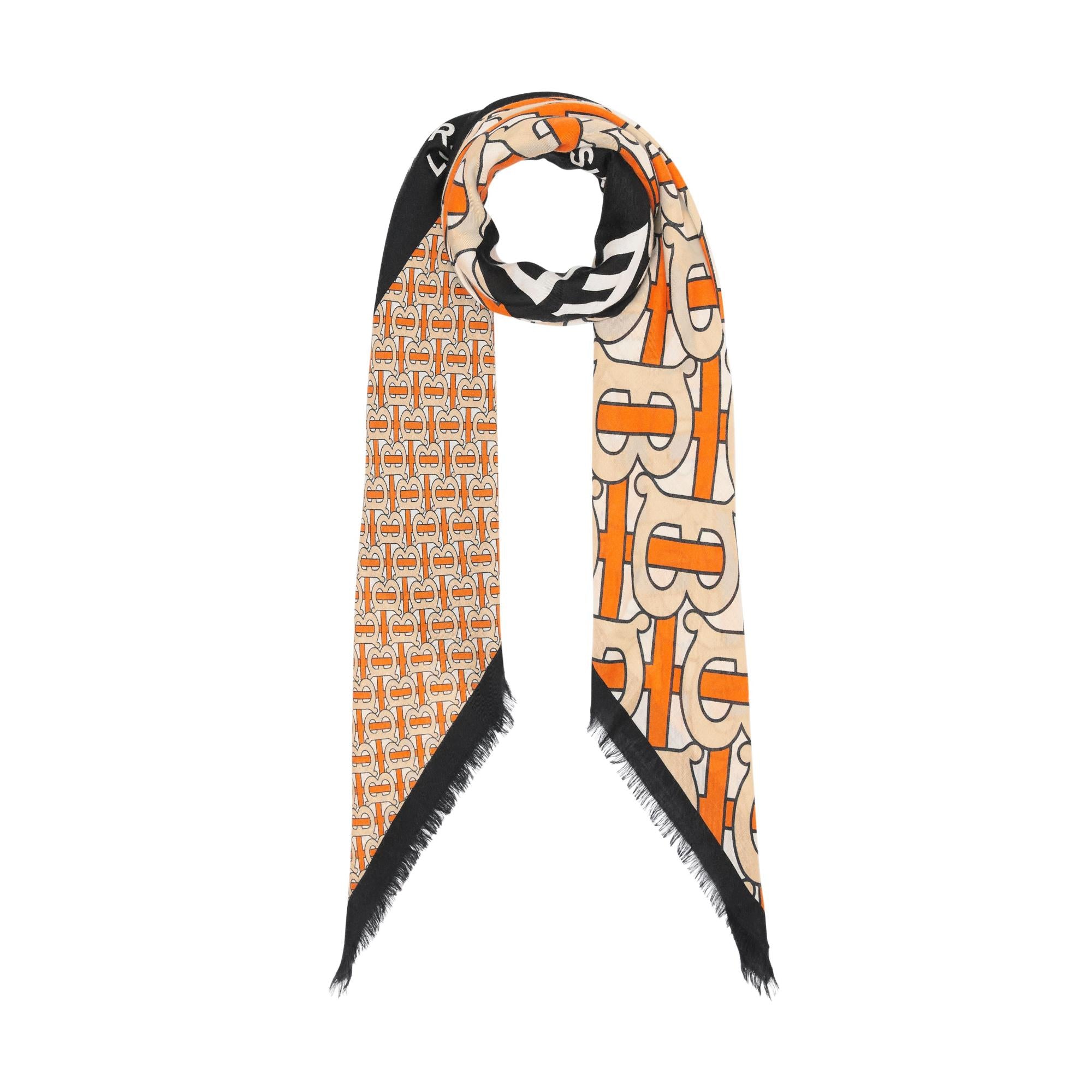 라지 모노그램 프린트 캐시미어 스퀘어 스카프