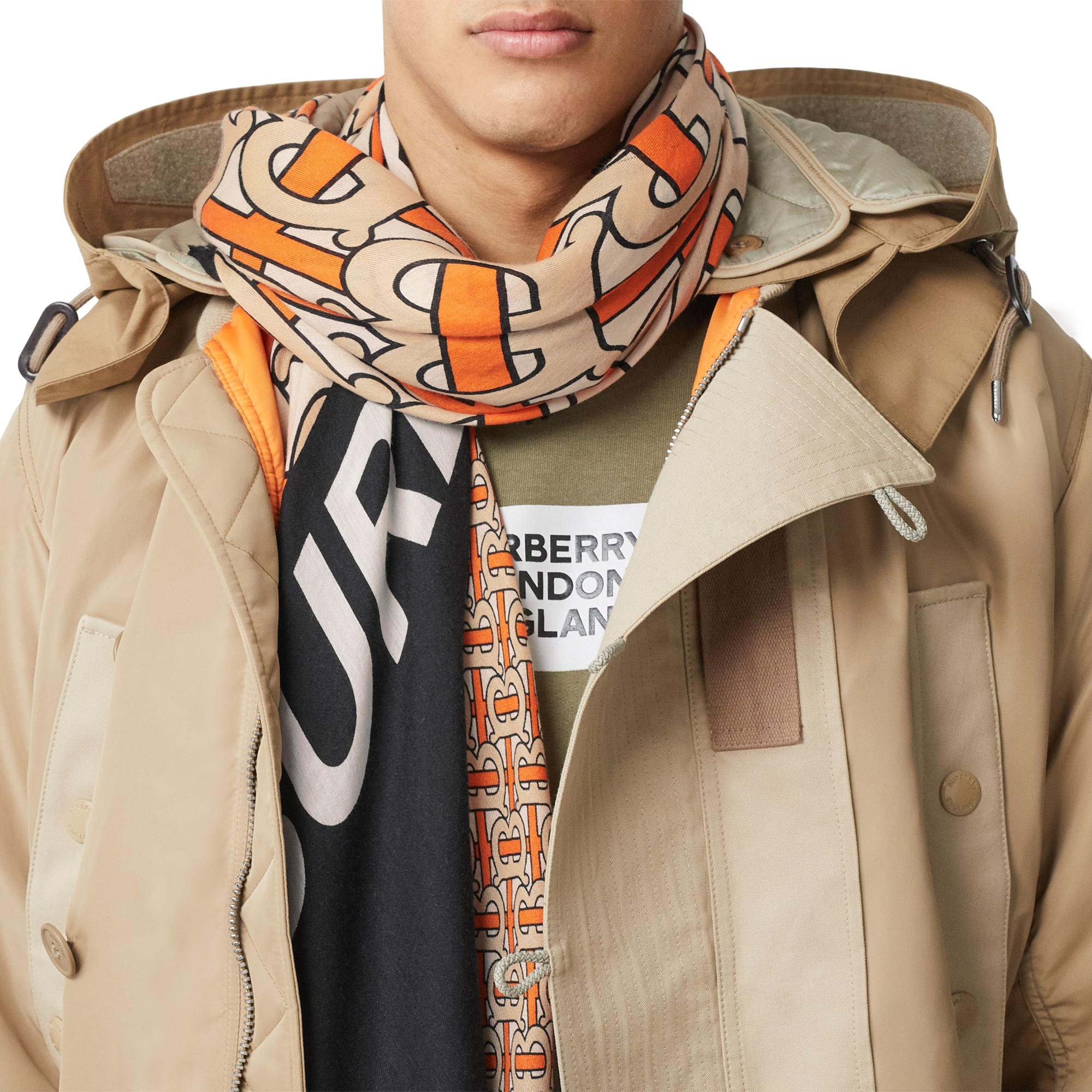 라지 모노그램 프린트 캐시미어 스퀘어 스카프