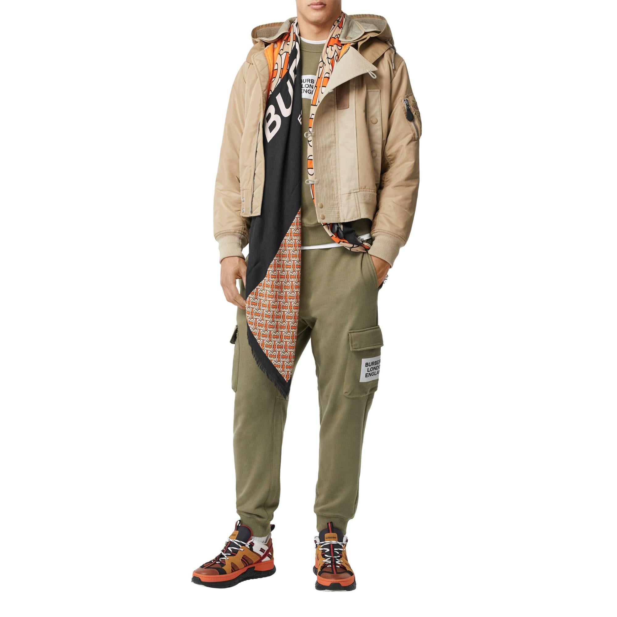 라지 모노그램 프린트 캐시미어 스퀘어 스카프