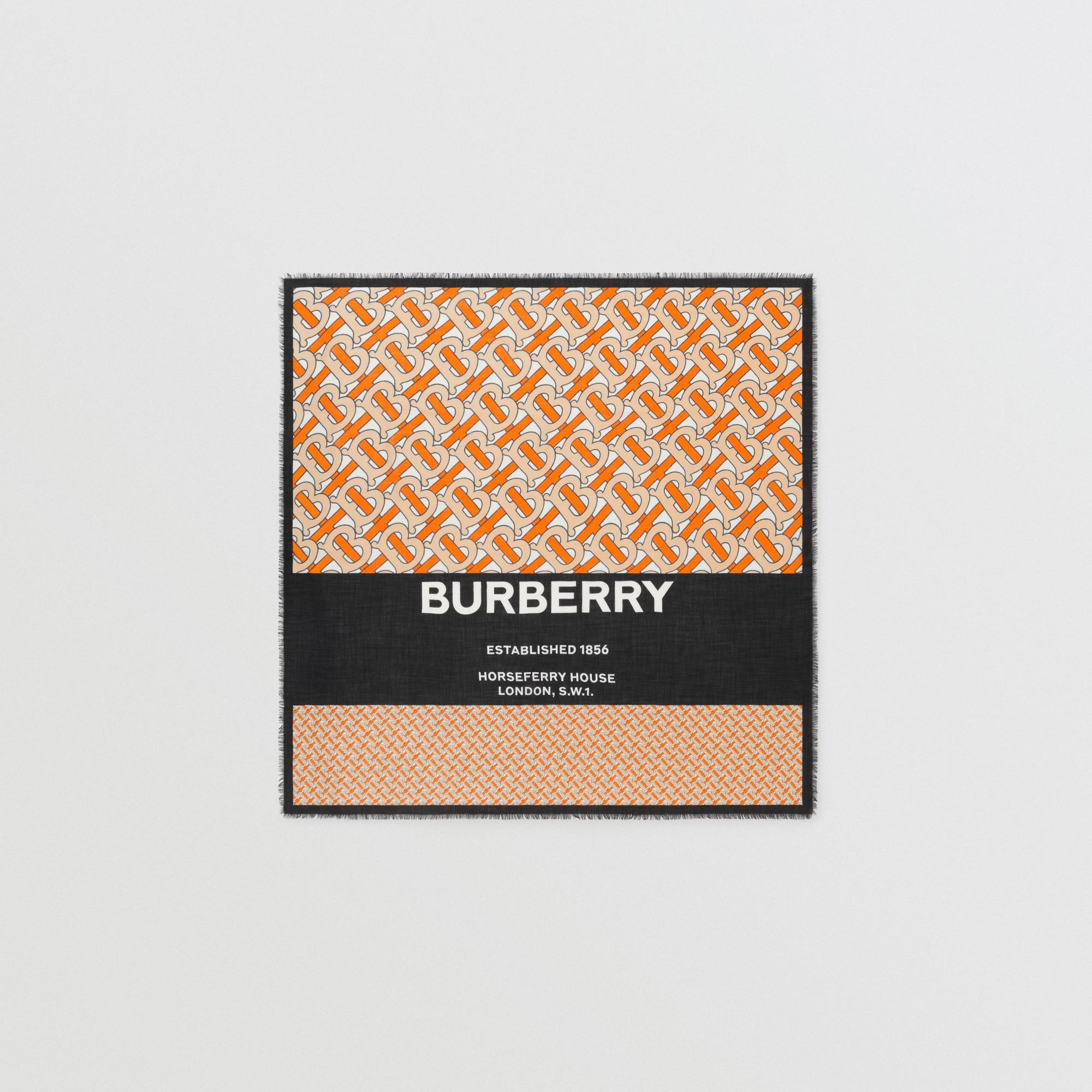 라지 모노그램 프린트 캐시미어 스퀘어 스카프