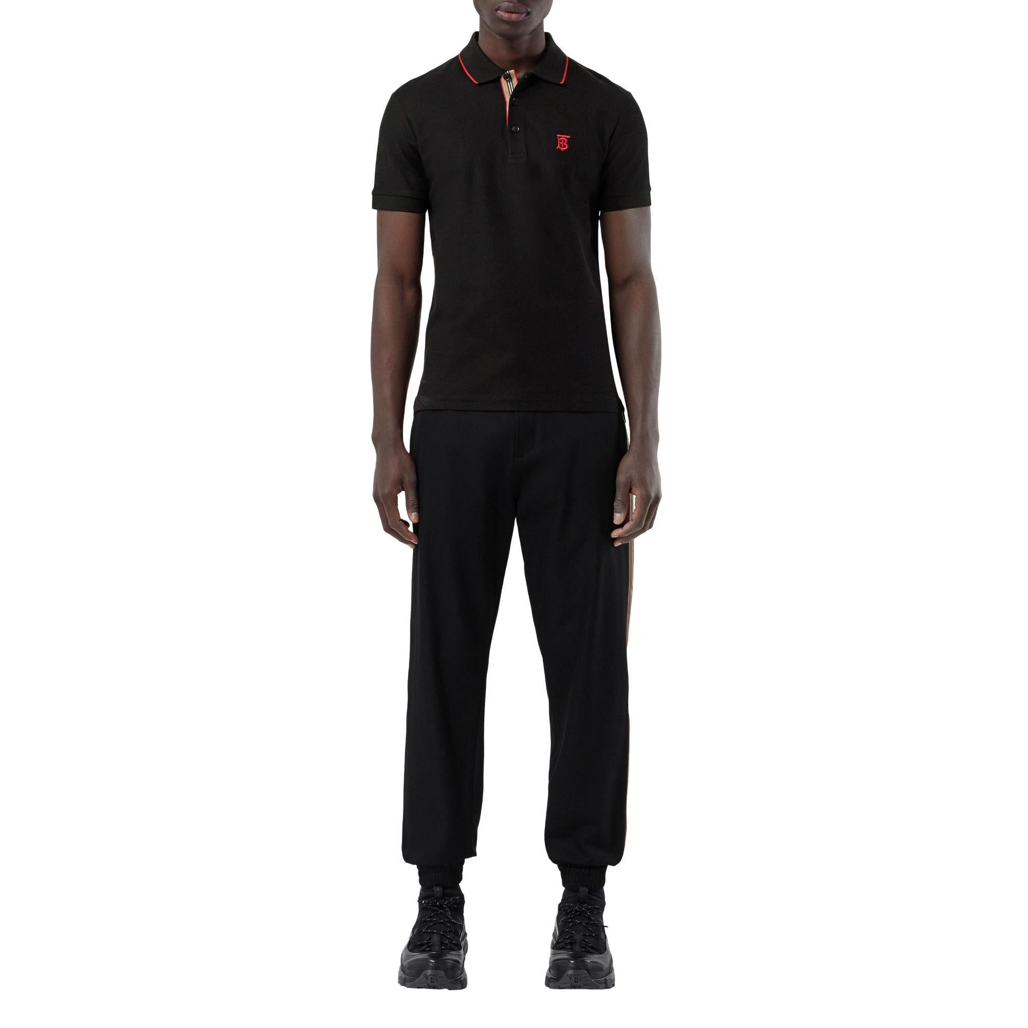 아이콘 스트라이프 플래킷 코튼 피케 폴로셔츠