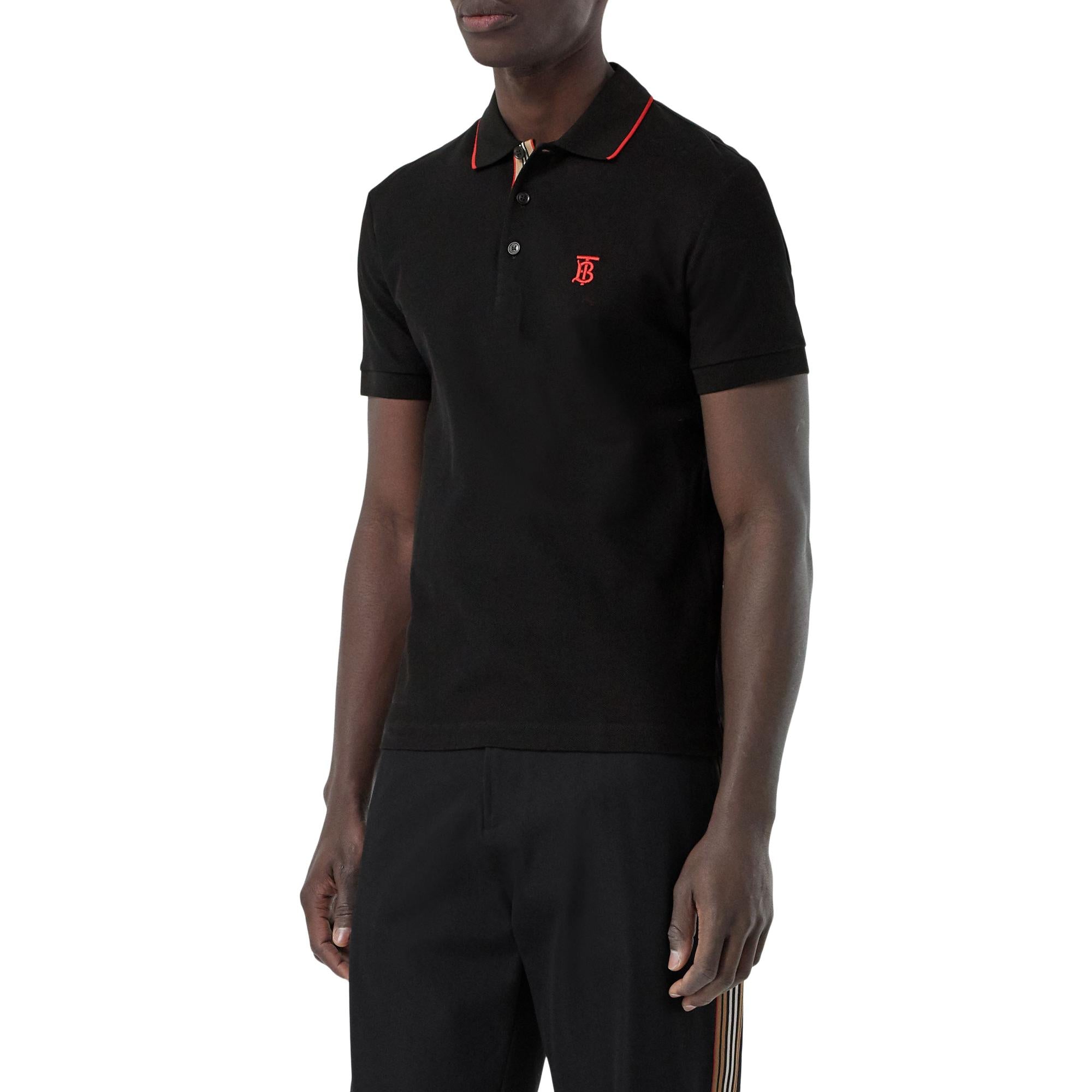 아이콘 스트라이프 플래킷 코튼 피케 폴로셔츠