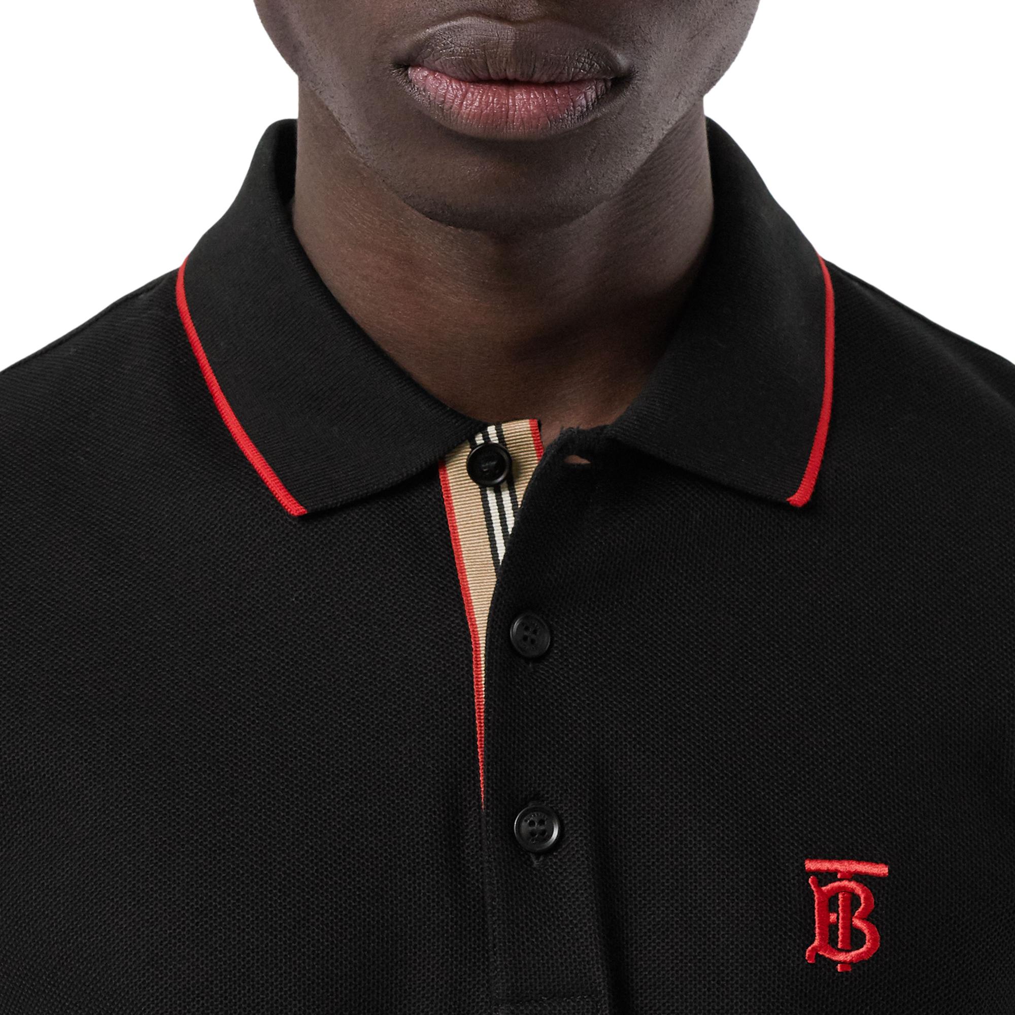 아이콘 스트라이프 플래킷 코튼 피케 폴로셔츠