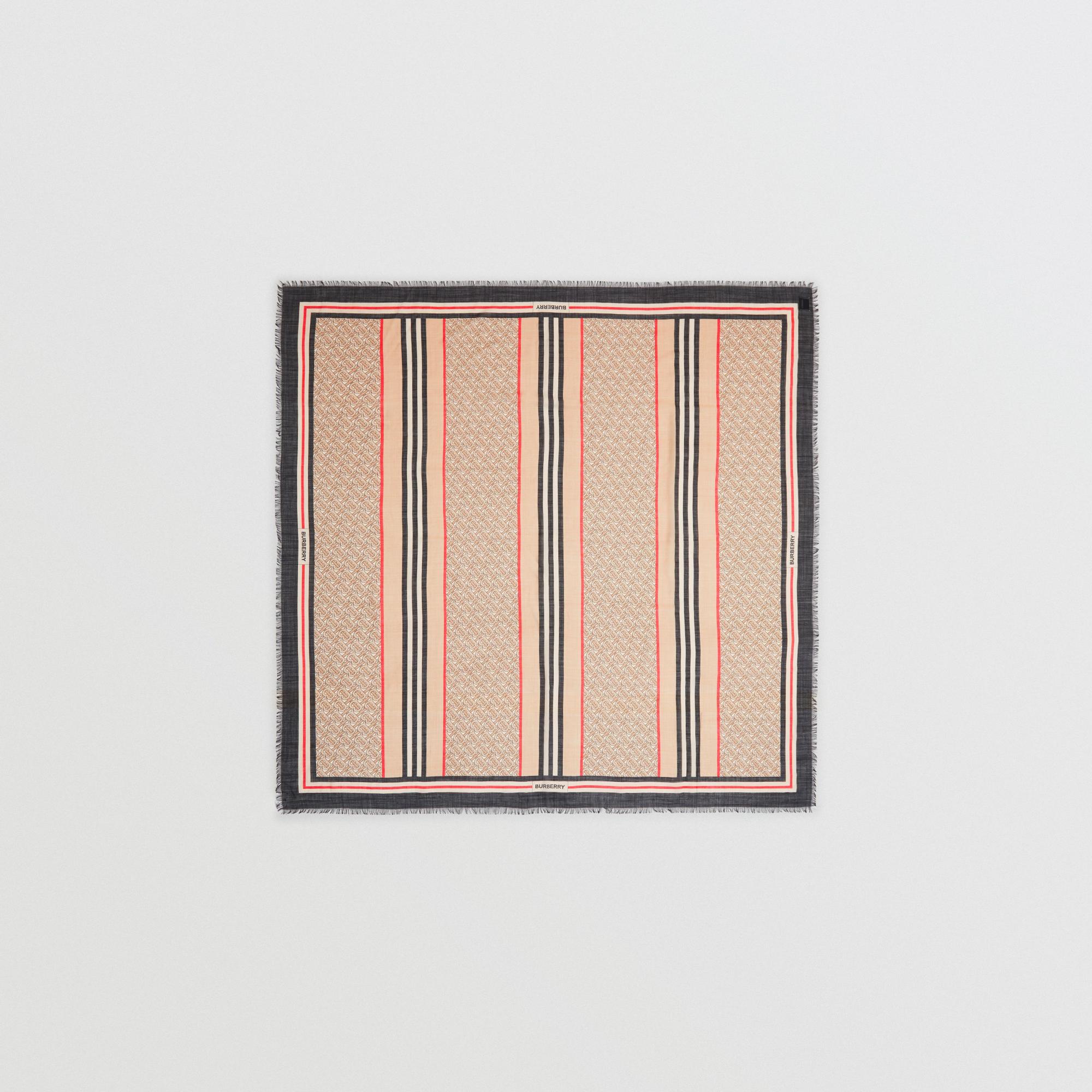 몽타주 프린트 울 실크 스퀘어 라지 스카프