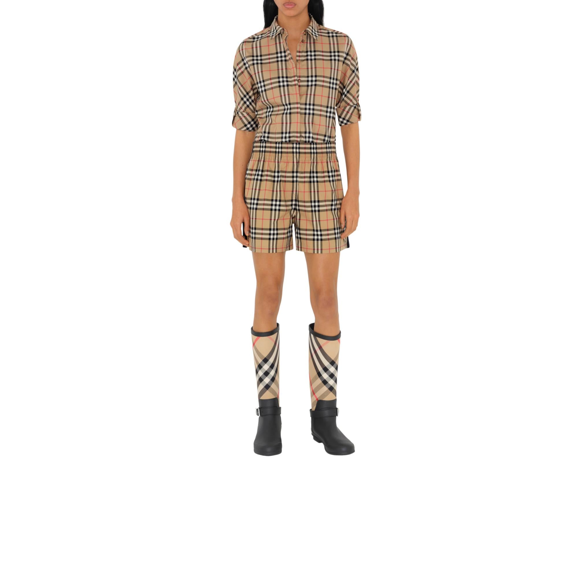 빈티지 체크 스트레치 코튼 트윌 셔츠