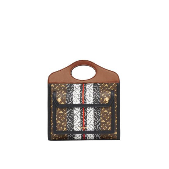 미니 모노그램 스트라이프 프린트 포켓 백