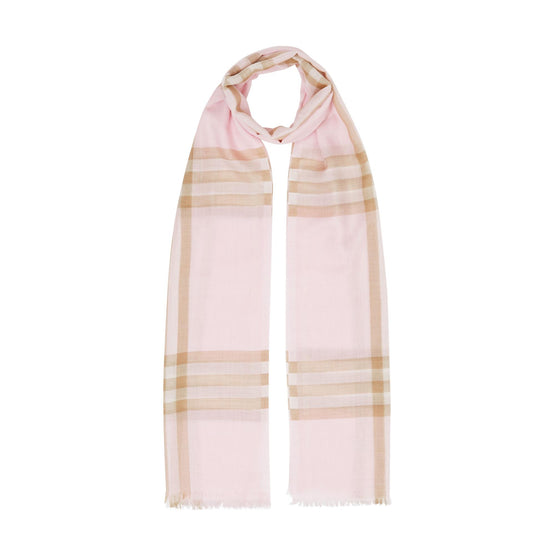체크 라이트 울 실크 스카프