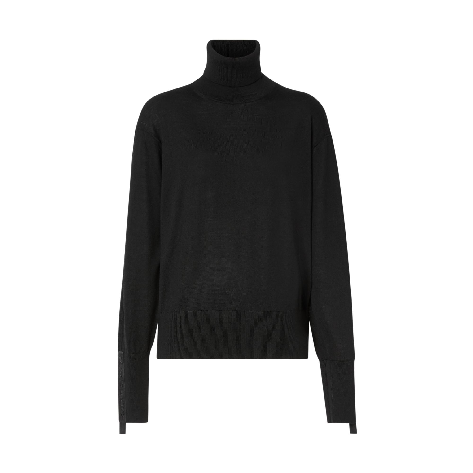 로고 테이프 울 실크 롤넥 스웨터