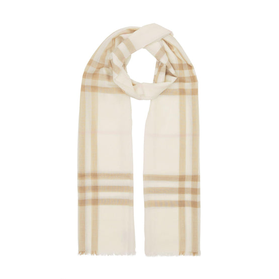 체크 라이트 울 실크 스카프