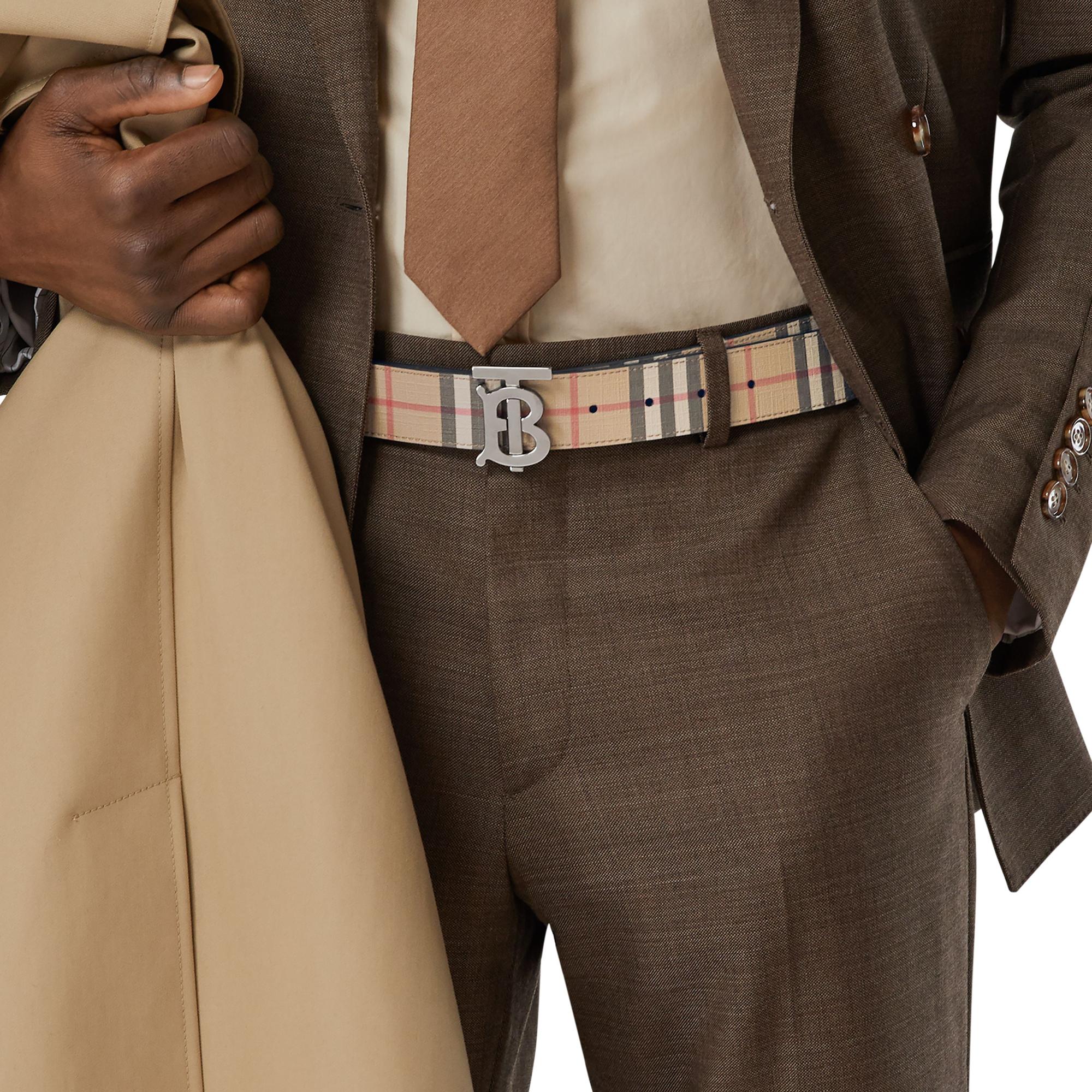 리버시블 모노그램 모티프 빈티지 체크 벨트