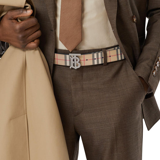 리버시블 모노그램 모티프 빈티지 체크 벨트