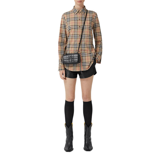 버튼 다운 칼라 빈티지 체크 코튼 셔츠