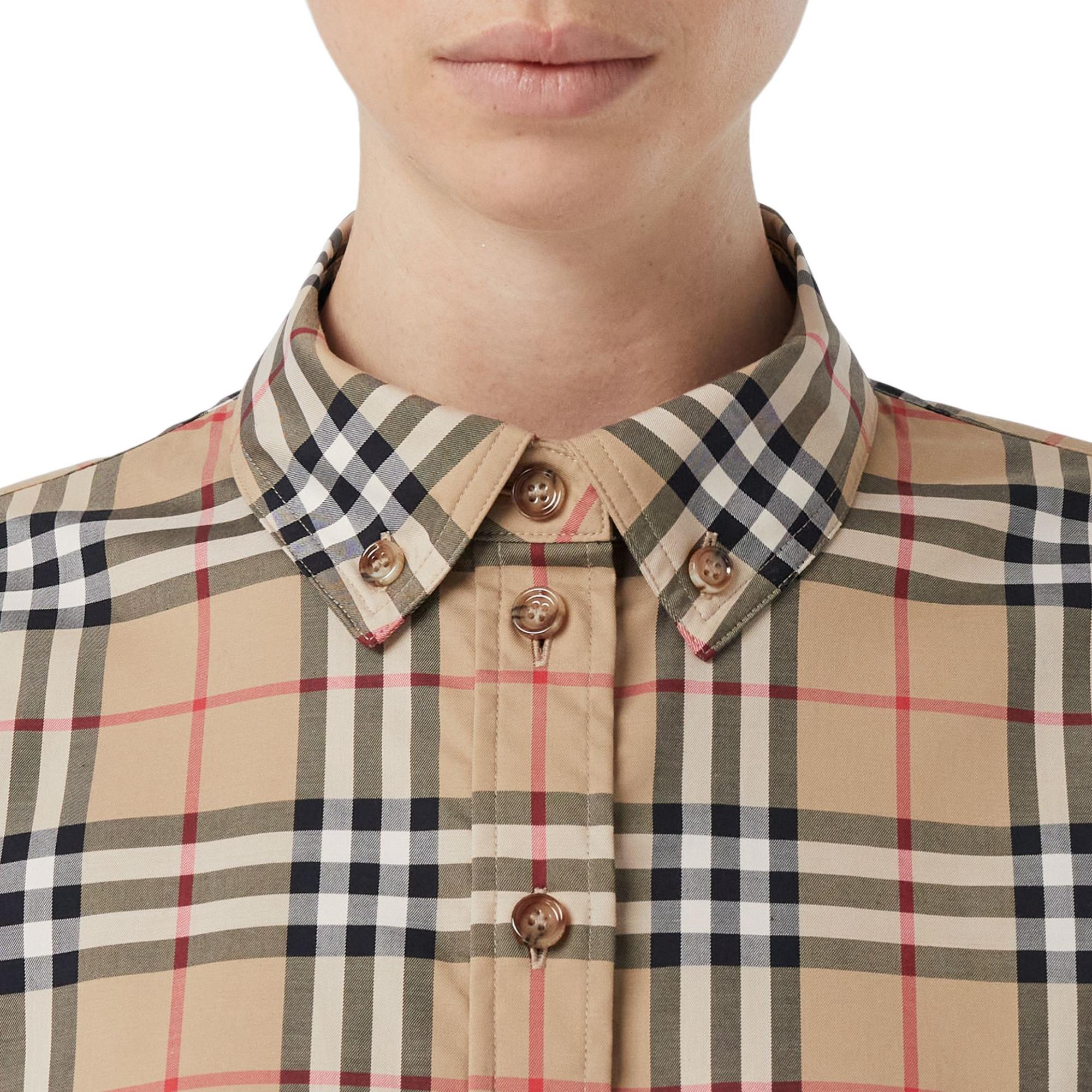 버튼 다운 칼라 빈티지 체크 코튼 셔츠