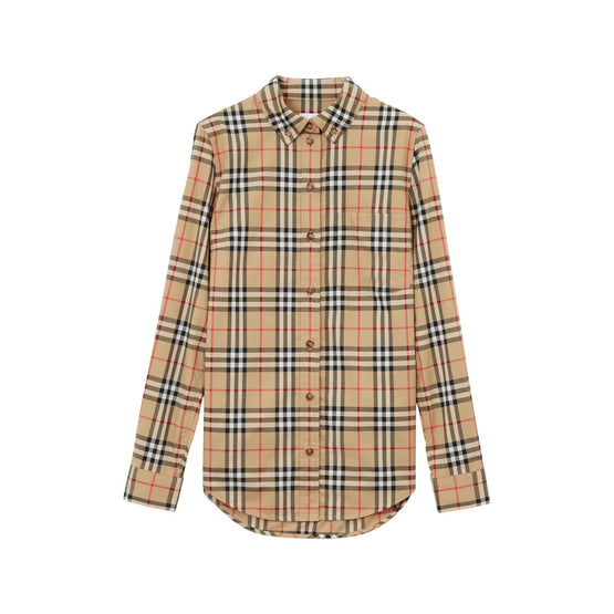 버튼 다운 칼라 빈티지 체크 코튼 셔츠