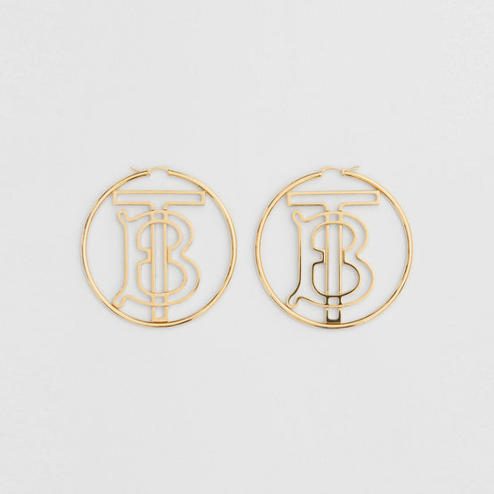 골드 플레이트 모노그램 모티프 후프 이어링