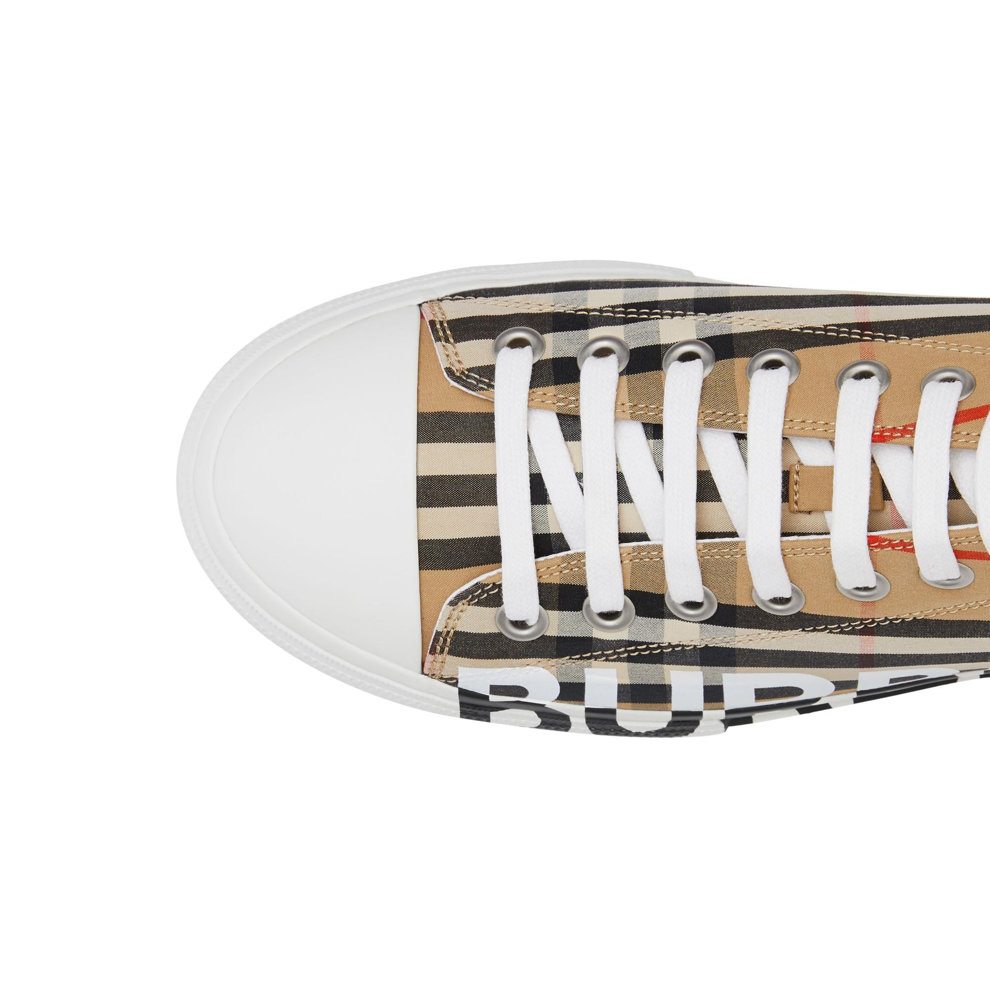 로고 프린트 빈티지 체크 코튼 스니커즈