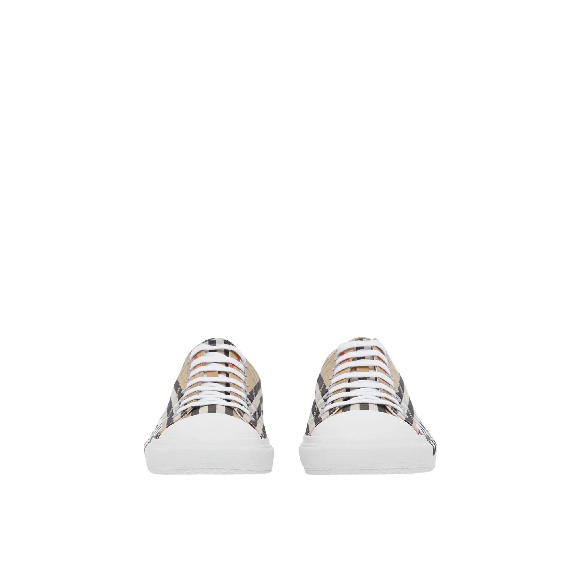 로고 프린트 빈티지 체크 코튼 스니커즈