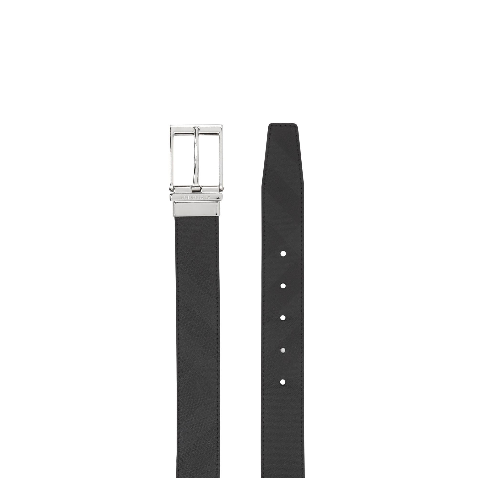 리버시블 런던 체크 레더 벨트