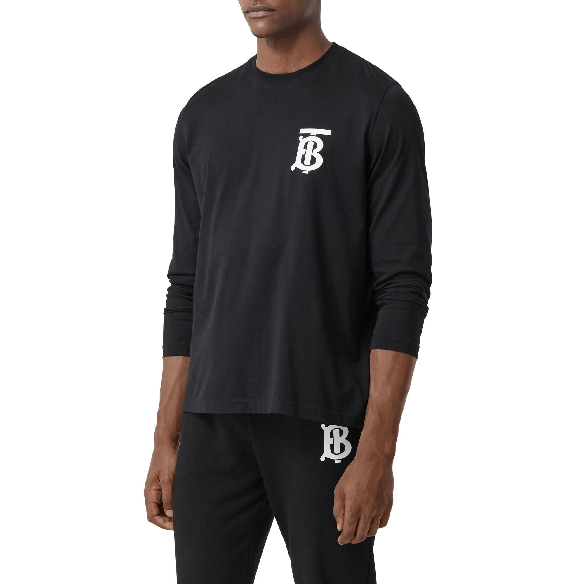 롱 슬리브 모노그램 모티프 코튼 톱