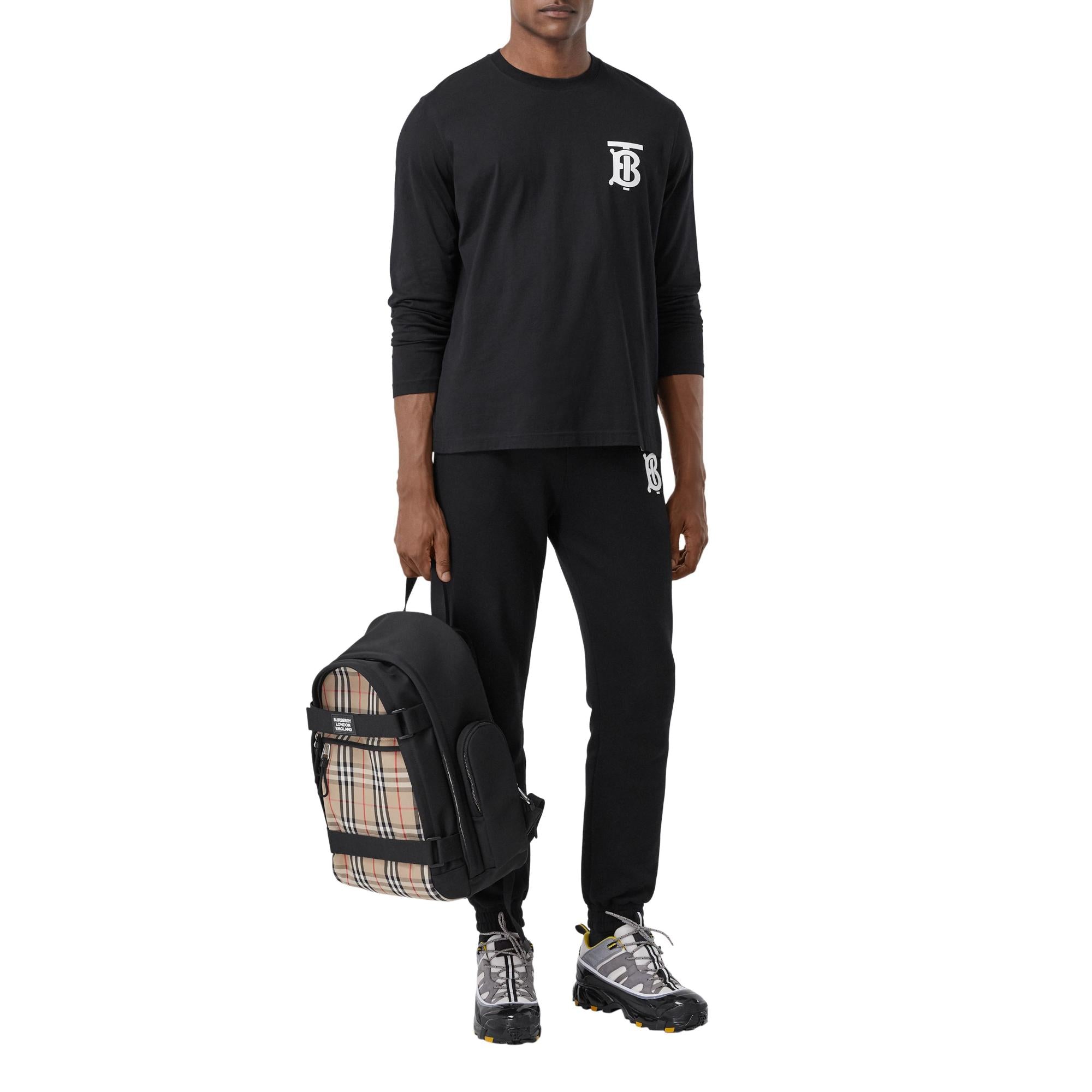 롱 슬리브 모노그램 모티프 코튼 톱