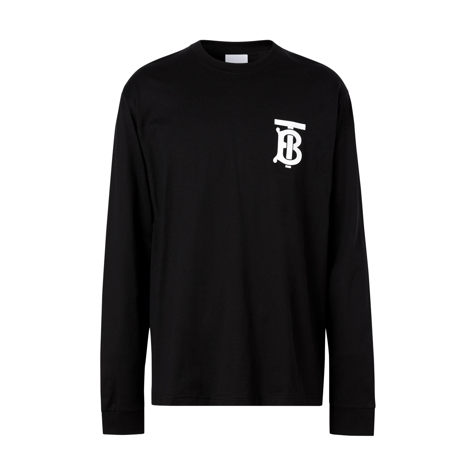 롱 슬리브 모노그램 모티프 코튼 톱