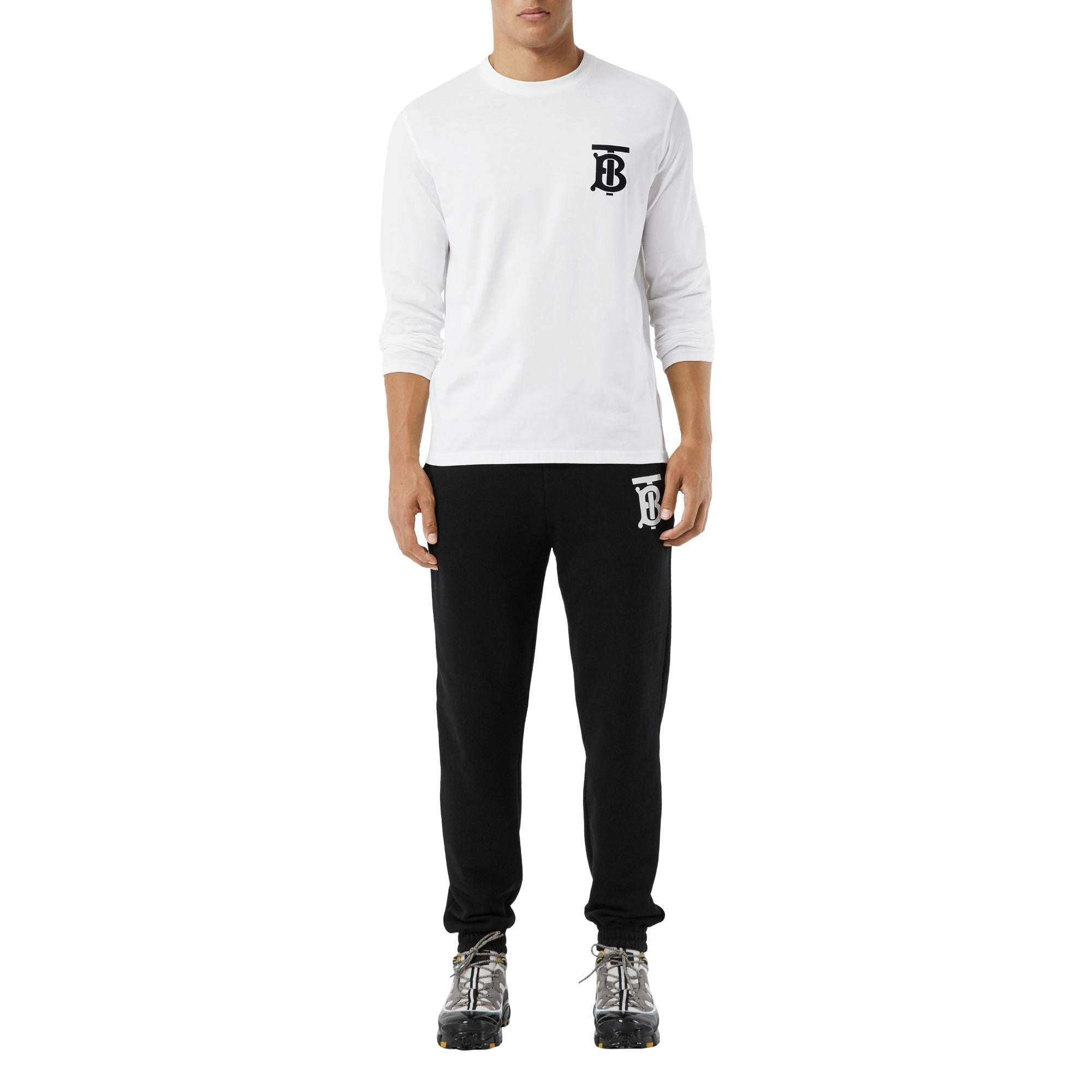 롱 슬리브 모노그램 모티프 코튼 톱