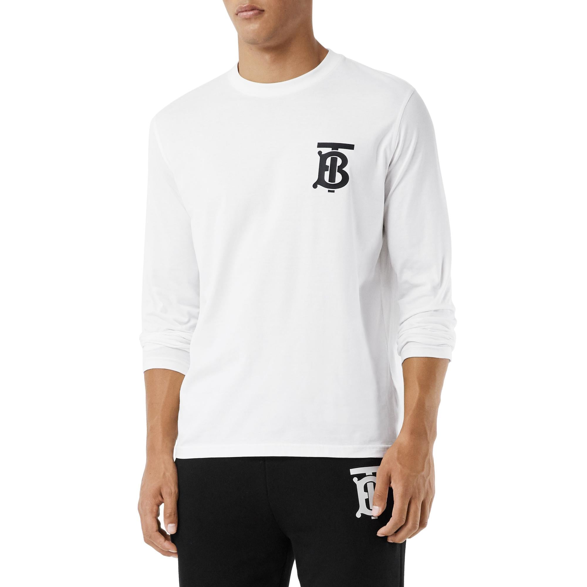 롱 슬리브 모노그램 모티프 코튼 톱