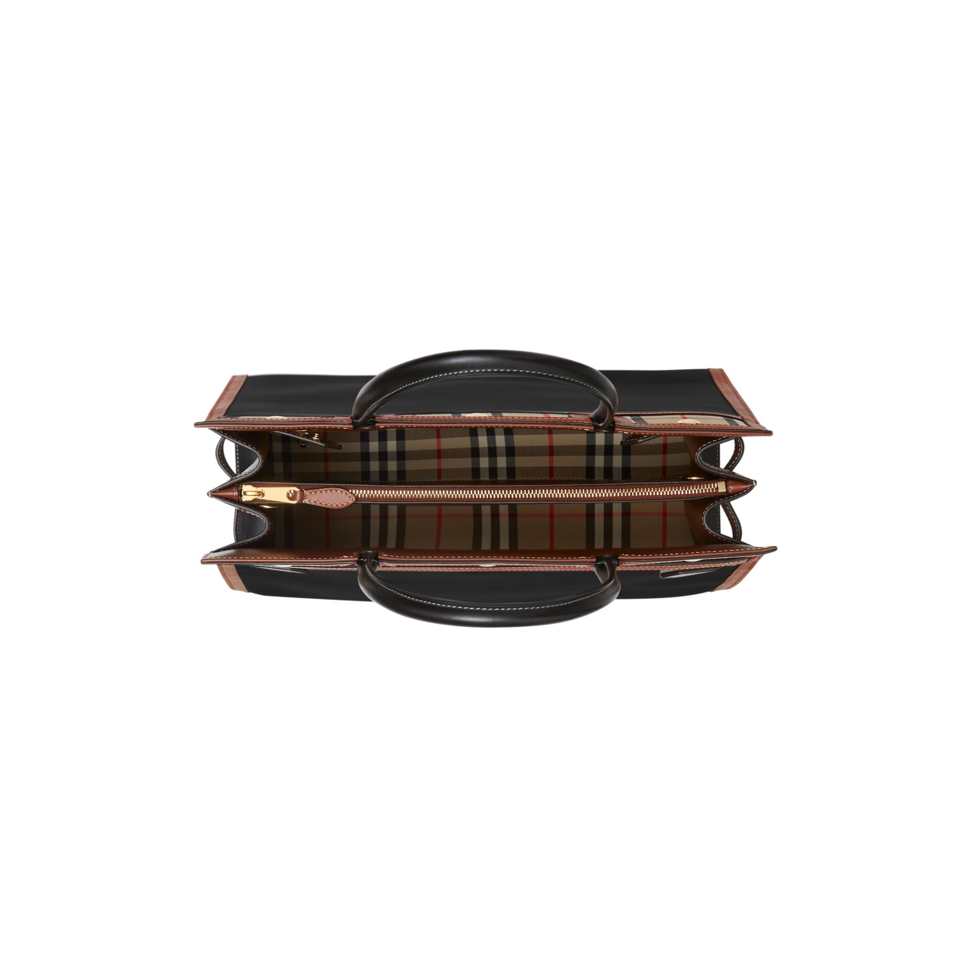 레더 빈티지 체크 투 핸들 미디엄 타이틀 백