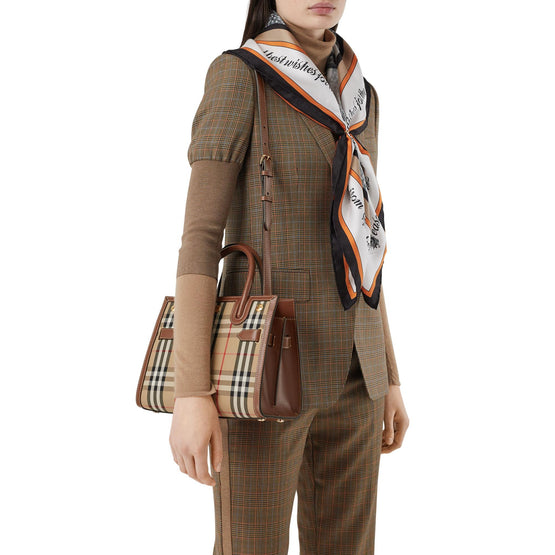 미니 빈티지 체크 투 핸들 타이틀 백