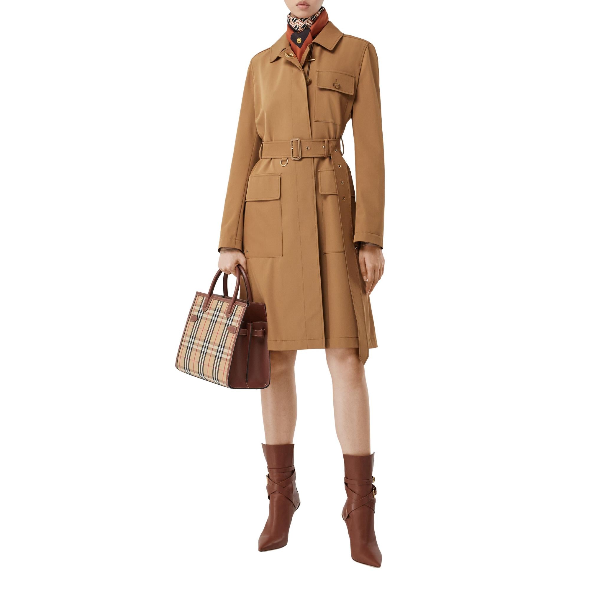 빈티지 체크 스몰 투 핸들 타이틀 백