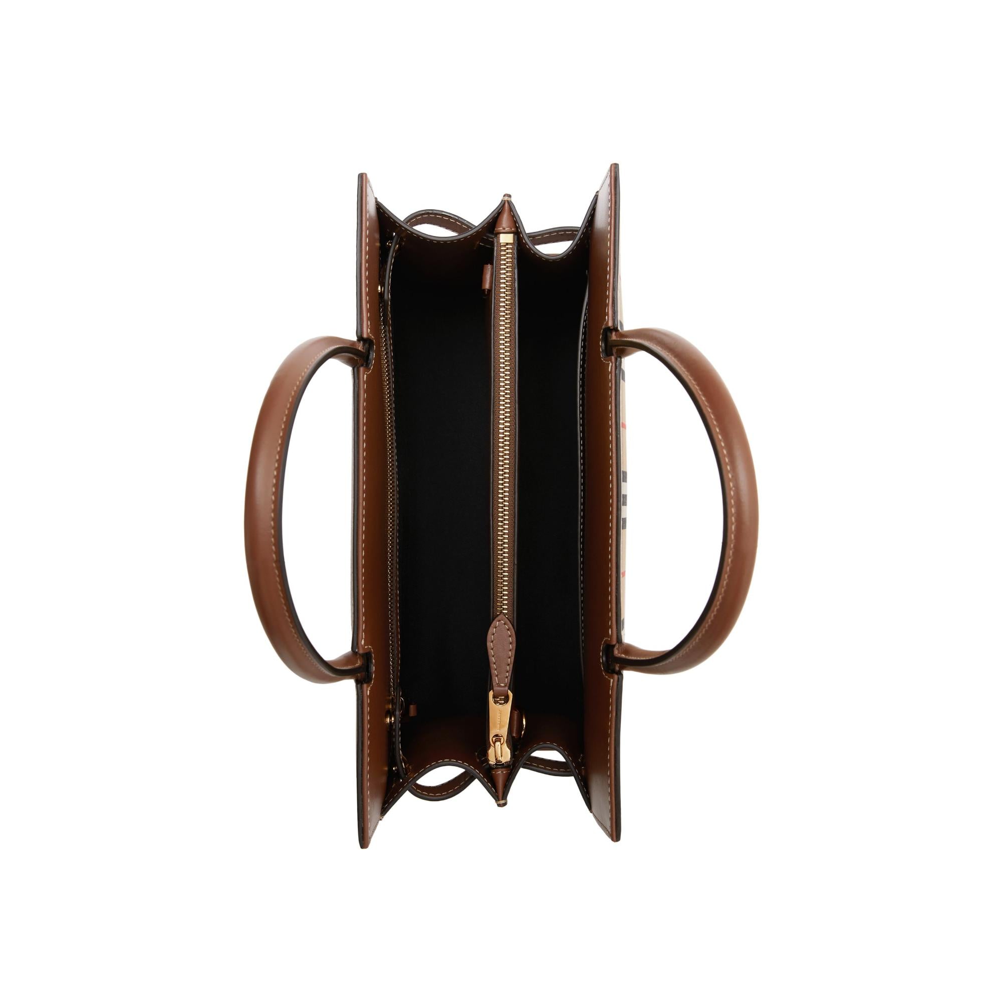 빈티지 체크 스몰 투 핸들 타이틀 백