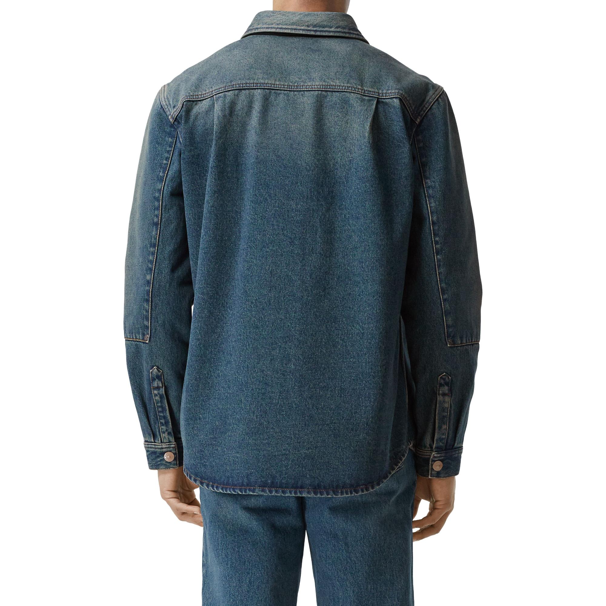 로고 아플리케 데님 셔츠